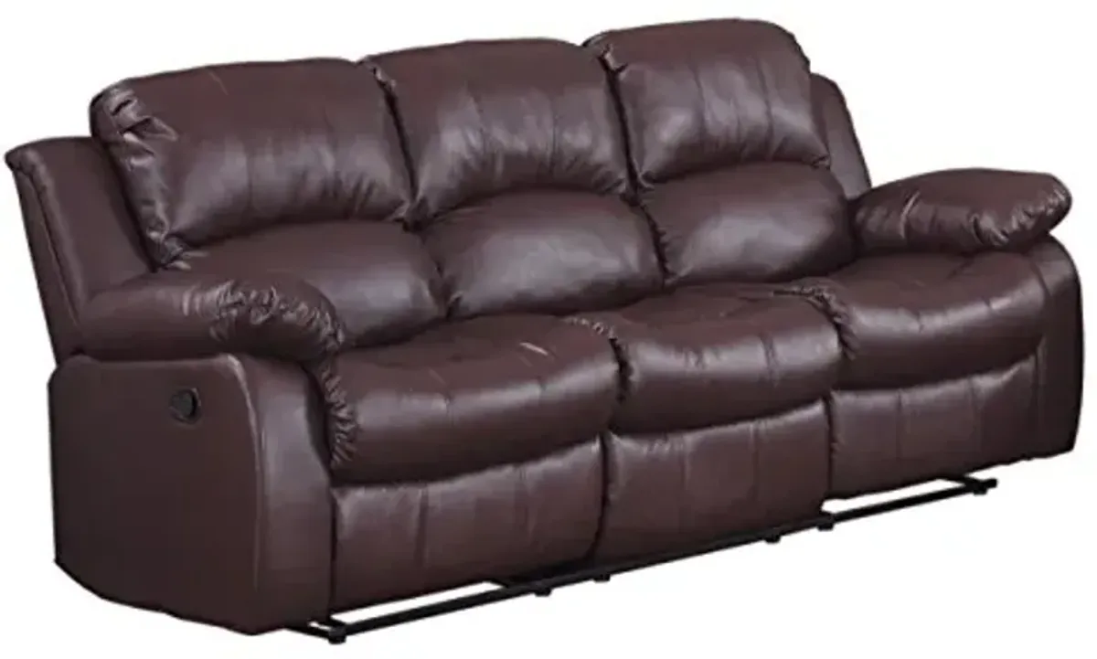 Homelegance Resonance 83" Bonded Leather Double Reclining Sofa, Brown