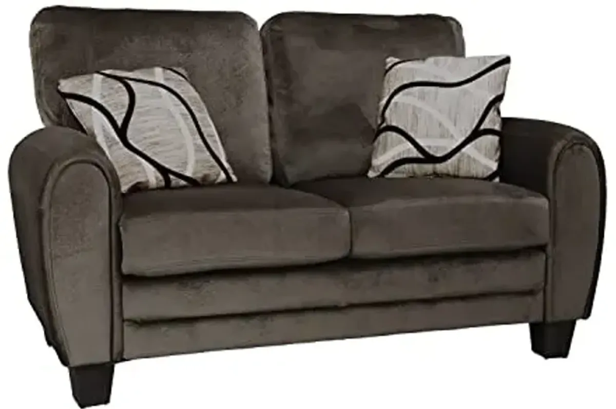 Homelegance Rubin 63" Plush Fabric Loveseat, Chocolate