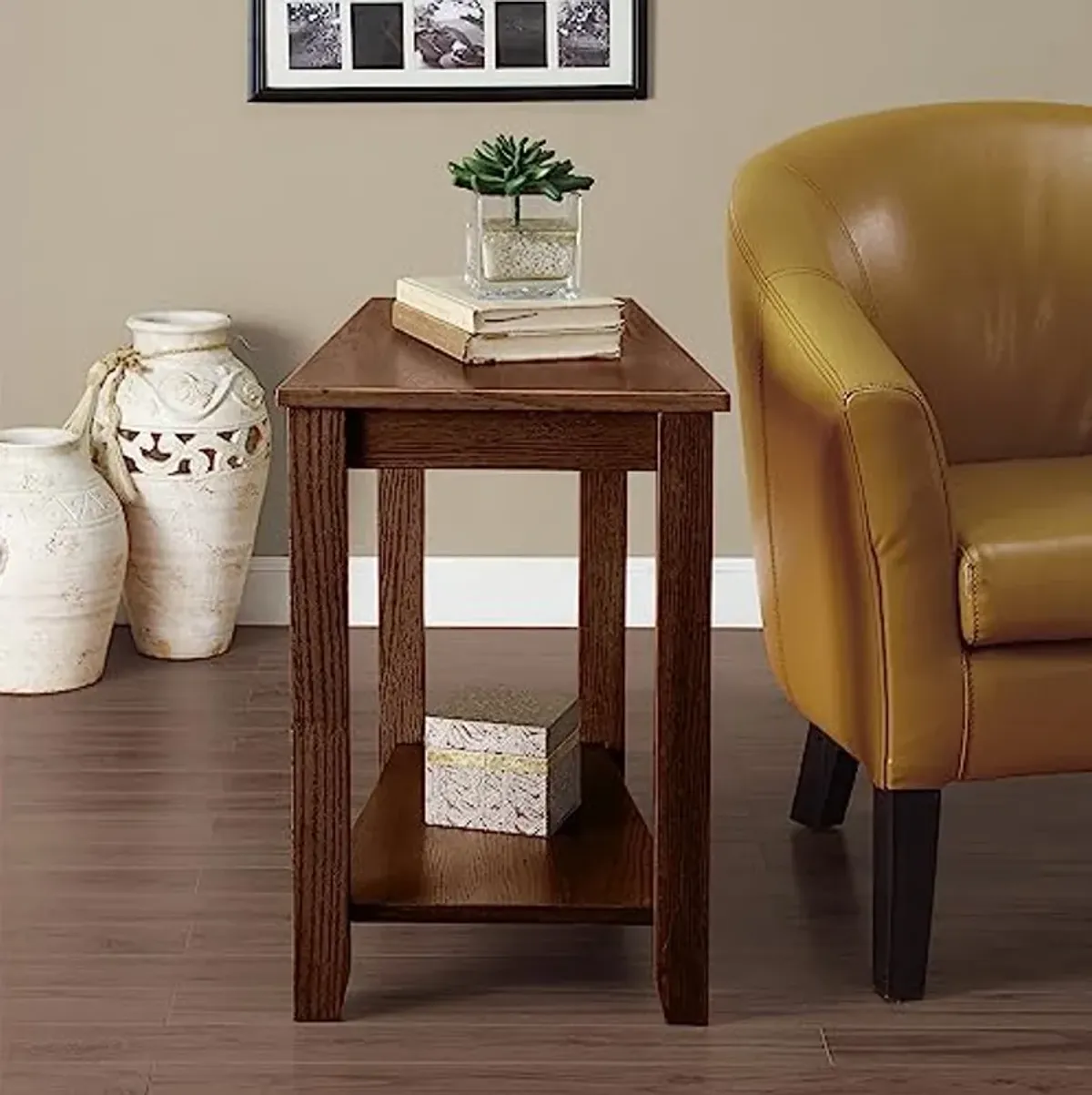 Homelegance Elwell Wedged Chairside Table Table, Espresso