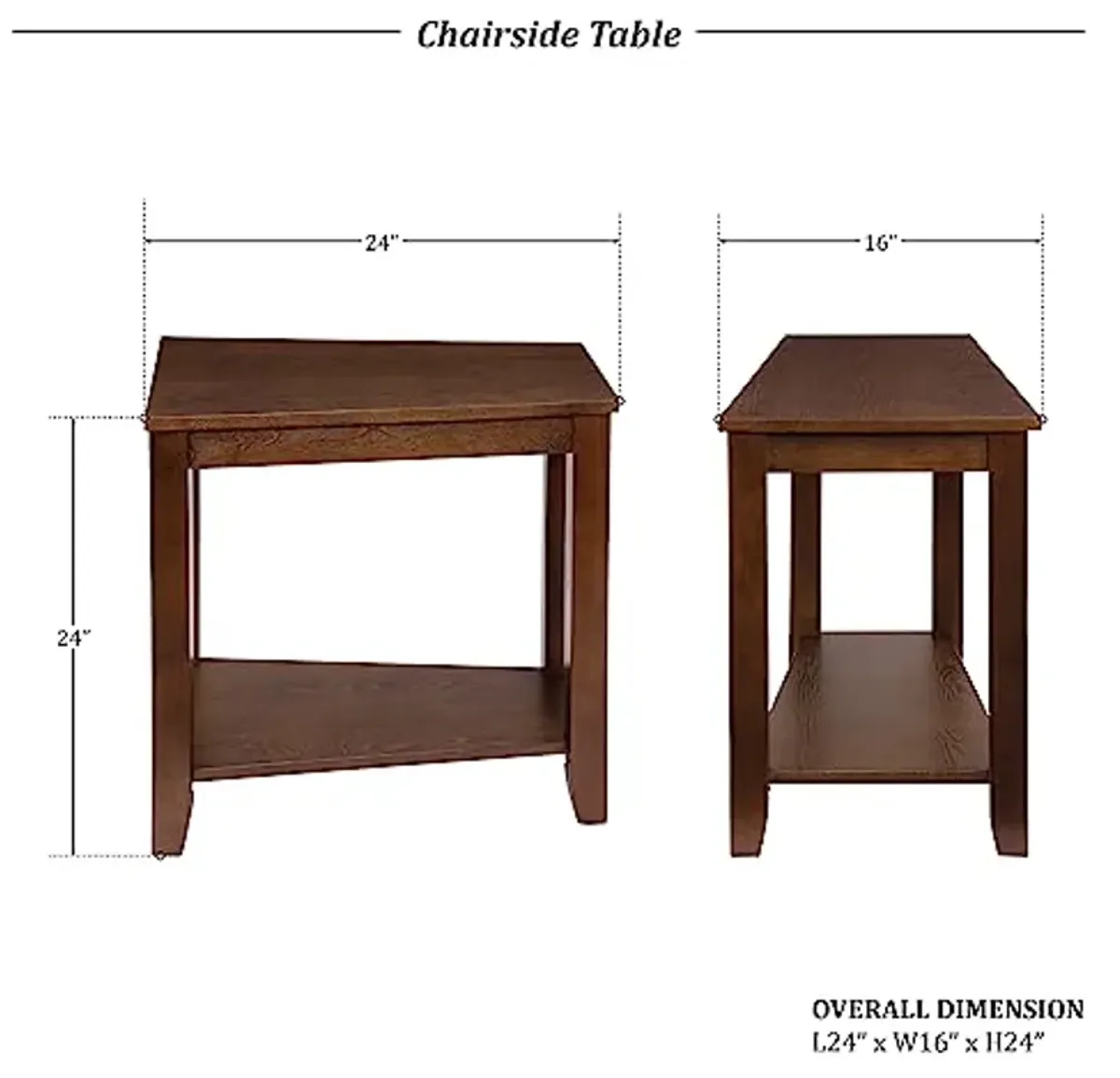 Homelegance Elwell Wedged Chairside Table Table, Espresso