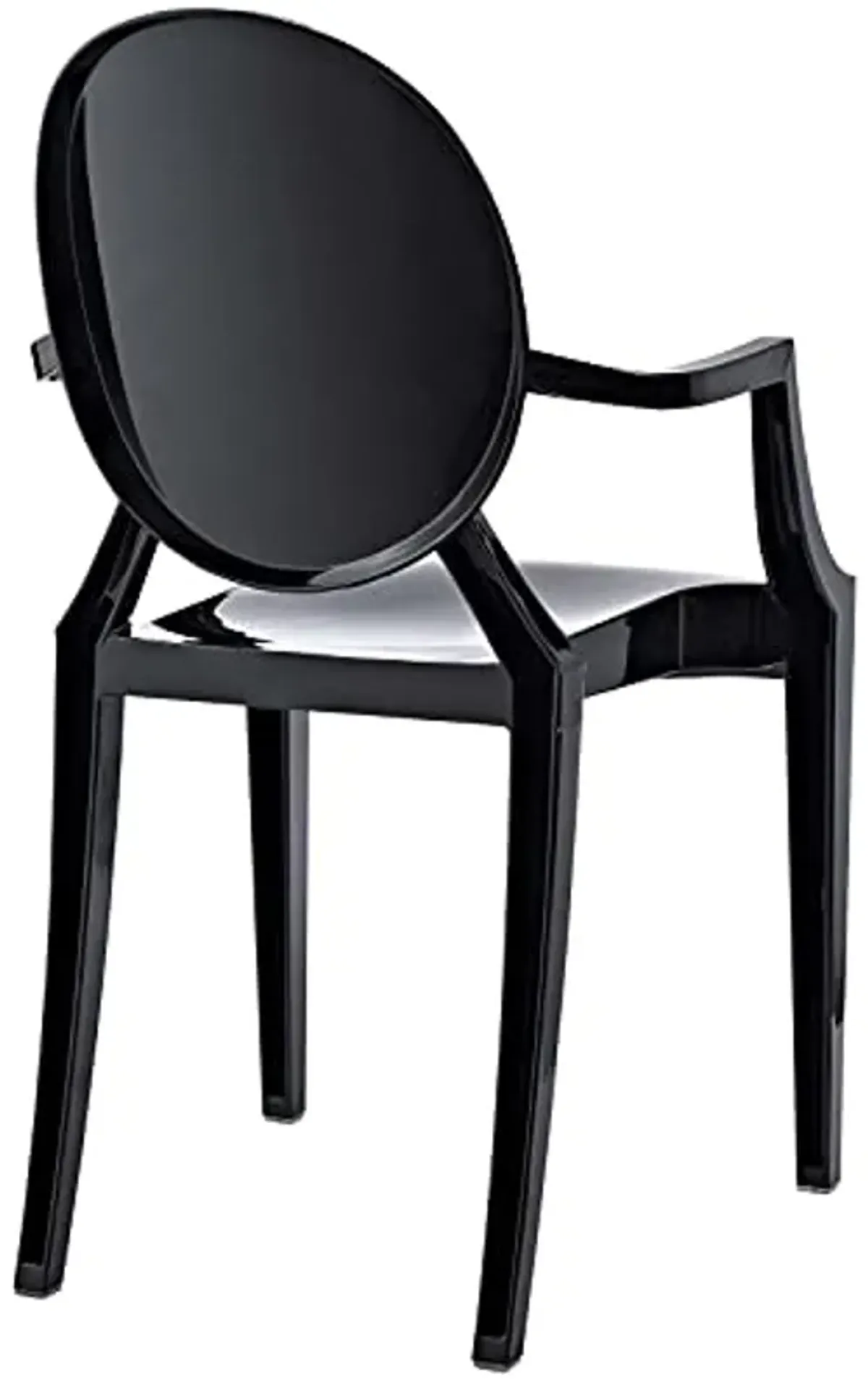 Modway Casper Modern Acrylic Stacking Kitchen and Dining Room Arm Chair in Black - Fully Assembled