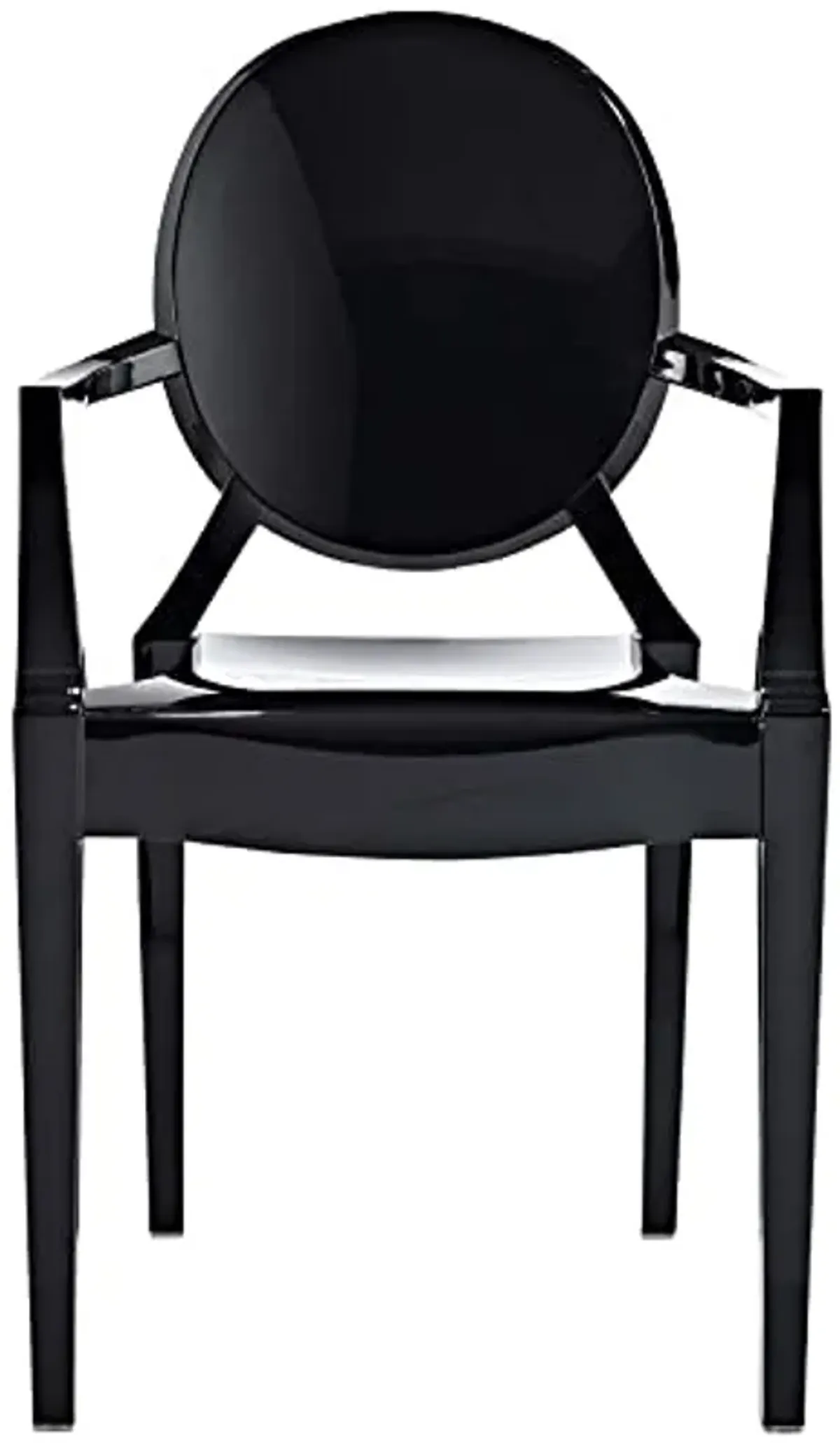 Modway Casper Modern Acrylic Stacking Kitchen and Dining Room Arm Chair in Black - Fully Assembled