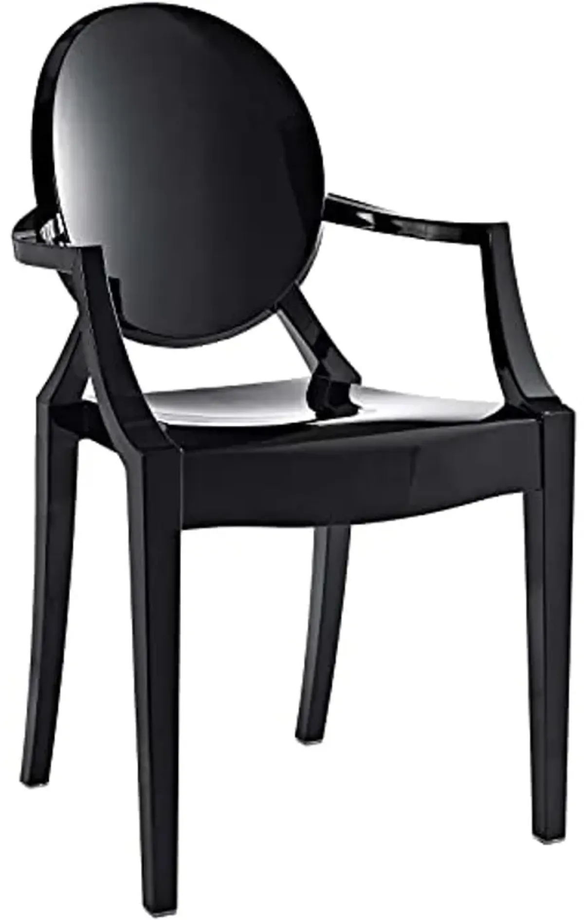 Modway Casper Modern Acrylic Stacking Kitchen and Dining Room Arm Chair in Black - Fully Assembled