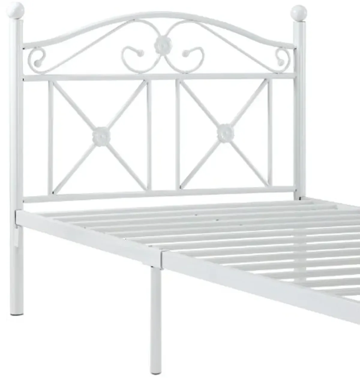 Modway Cottage Modern Farmhouse Metal Twin Platform Bed in White