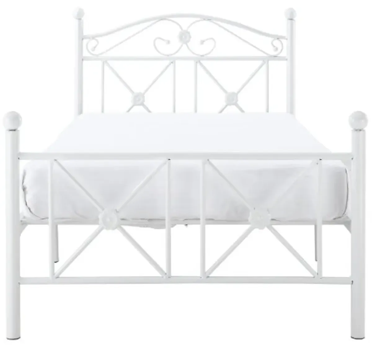 Modway Cottage Modern Farmhouse Metal Twin Platform Bed in White