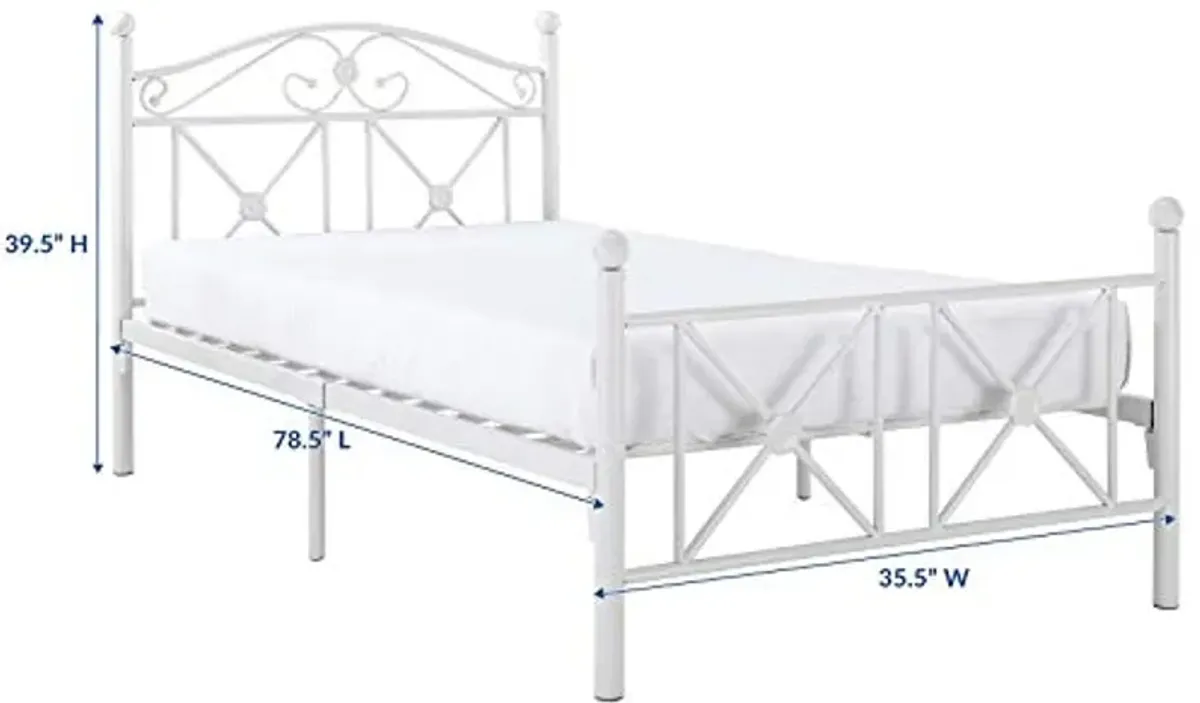 Modway Cottage Modern Farmhouse Metal Twin Platform Bed in White