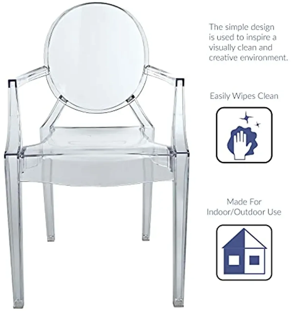 Modway Casper Modern Acrylic Stacking Two Dining Armchairs in Clear