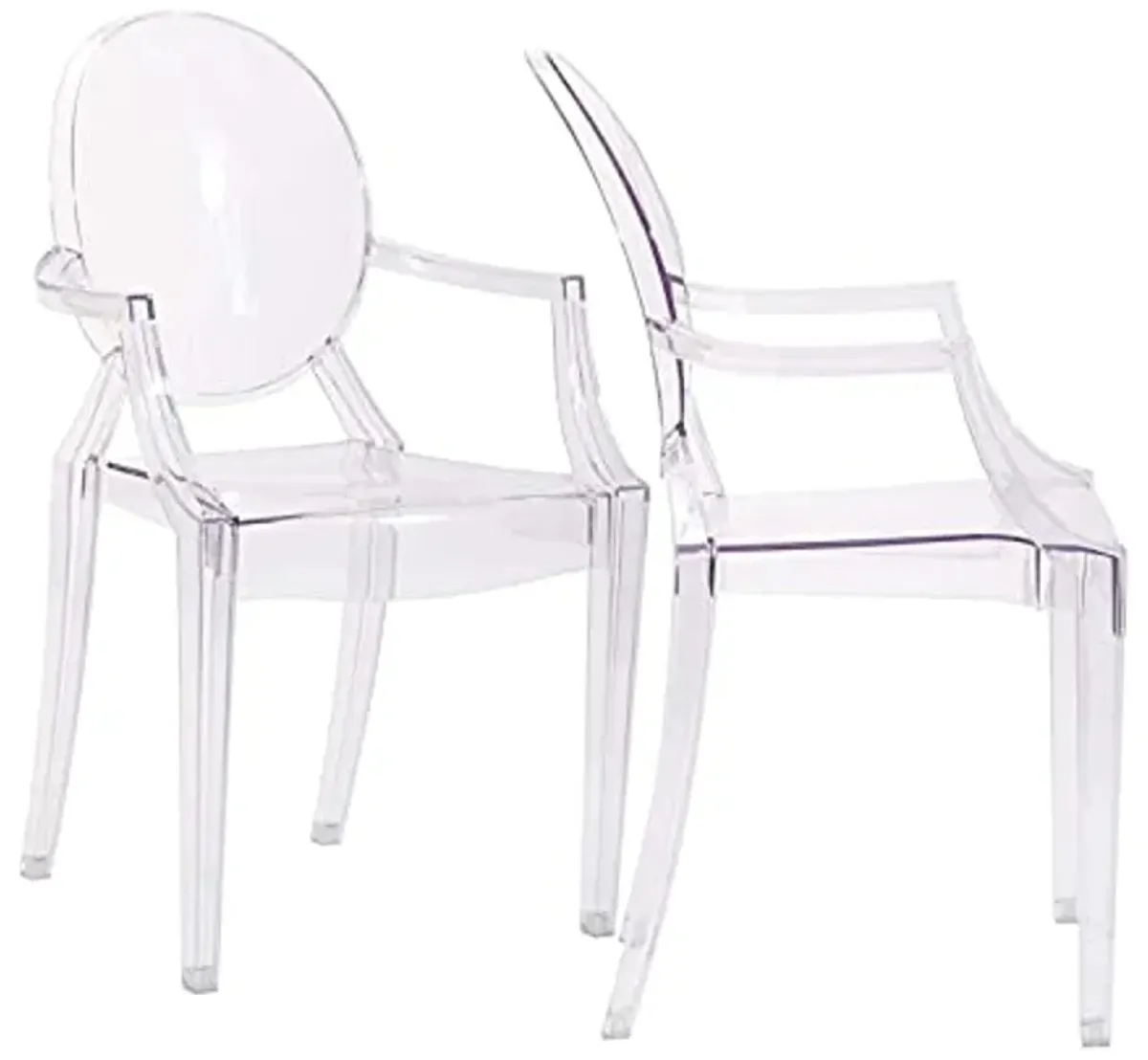 Modway Casper Modern Acrylic Stacking Two Dining Armchairs in Clear