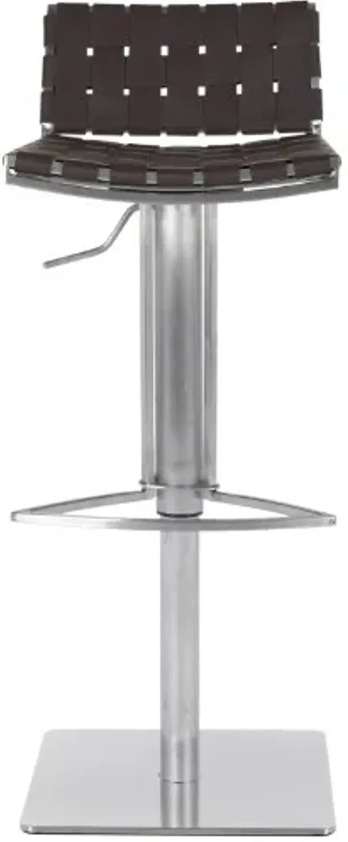 Safavieh Home Collection Mitchell Stainless Steel and Brown Leather Adjustable Gas Lift 21.7-30.7-inch Bar Stool