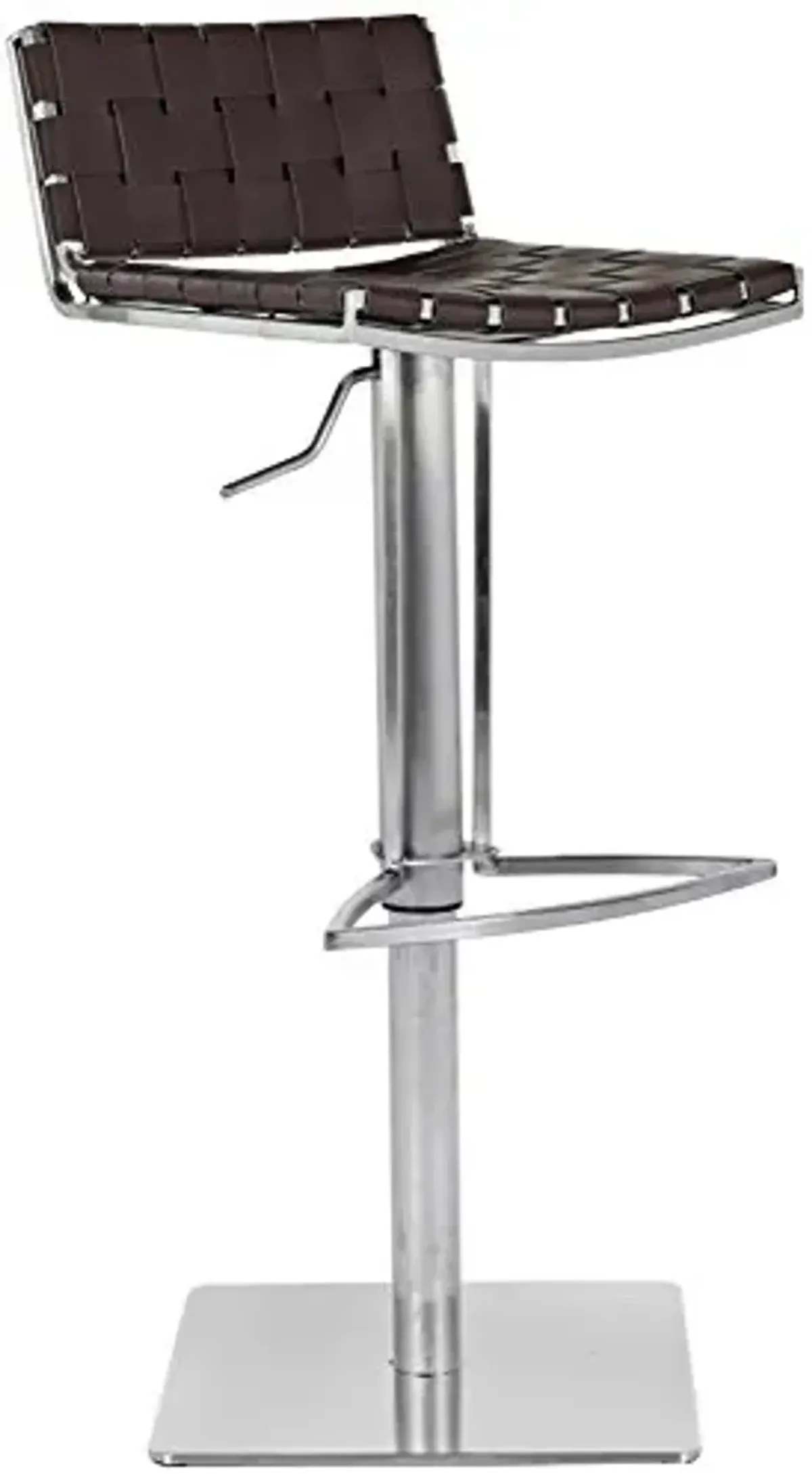 Safavieh Home Collection Mitchell Stainless Steel and Brown Leather Adjustable Gas Lift 21.7-30.7-inch Bar Stool