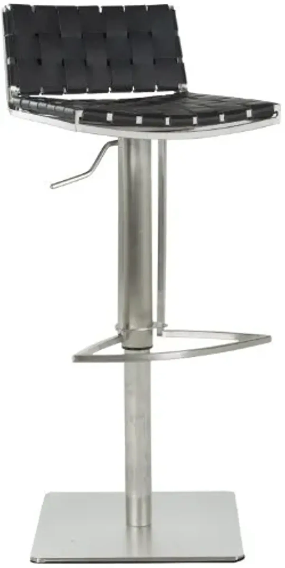 Safavieh Home Collection Mitchell Stainless Steel and Black Leather Adjustable Gas Lift 21.7-30.7-inch Bar Stool