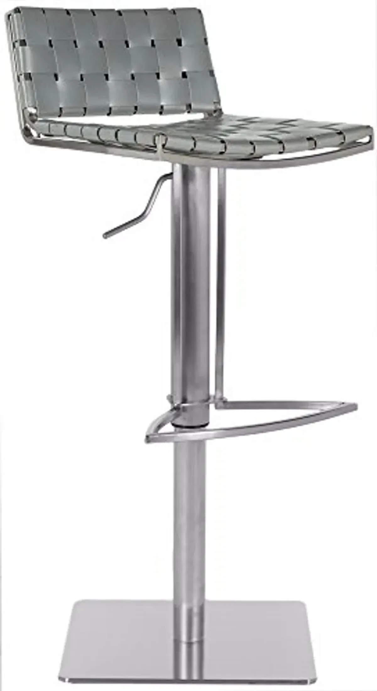 Safavieh Home Collection Mitchell Stainless Steel and Grey Leather Adjustable Gas Lift 21.7-30.7-inch Bar Stool