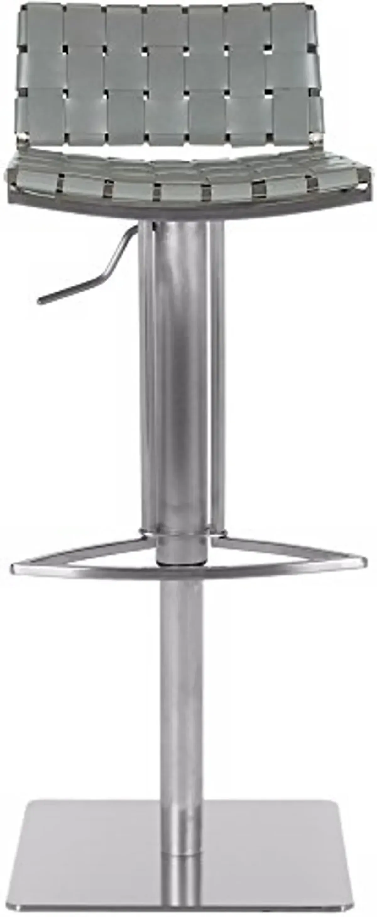 Safavieh Home Collection Mitchell Stainless Steel and Grey Leather Adjustable Gas Lift 21.7-30.7-inch Bar Stool