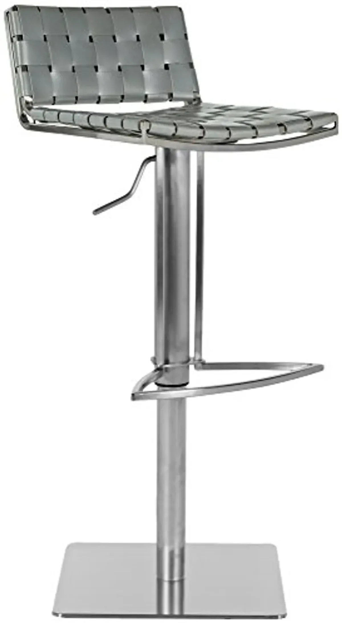 Safavieh Home Collection Mitchell Stainless Steel and Grey Leather Adjustable Gas Lift 21.7-30.7-inch Bar Stool