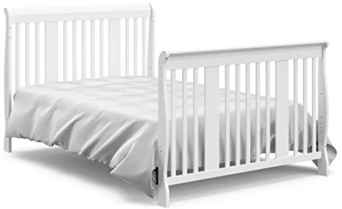 Storkcraft Tuscany 4-in-1 Convertible Crib (White) - Easily Converts to Toddler Bed, Day Bed or Full Bed, 3 Position Adjustable Height Mattress (Mattress Not Included)