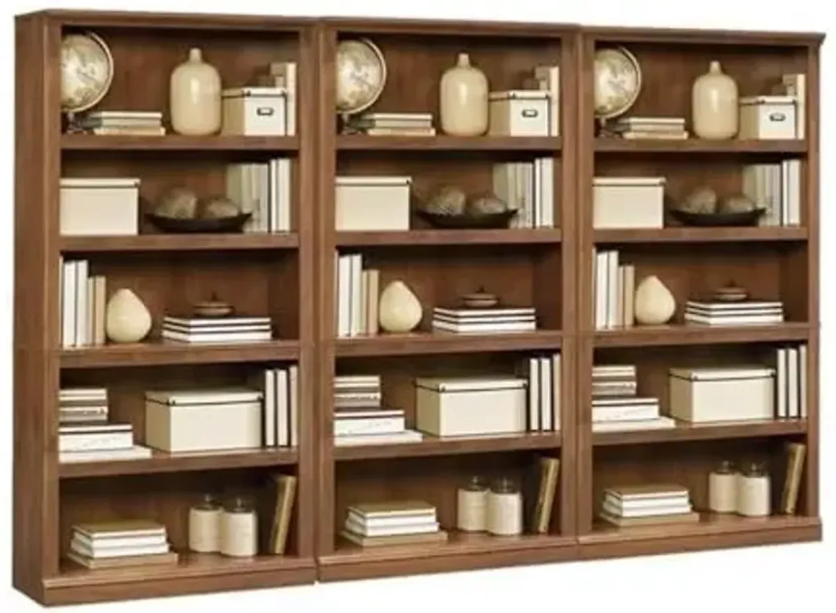 Sauder Select 5 Shelf Wall Bookcase in Oiled Oak