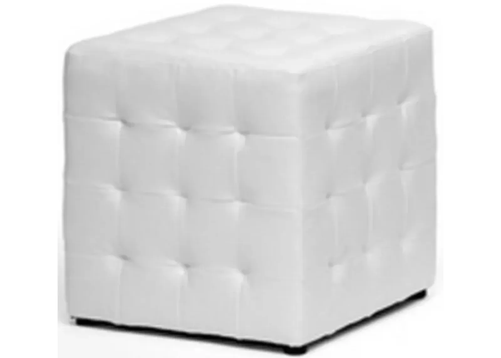 Baxton Studio Siskal Modern Cube Ottoman, White, Set of 2,