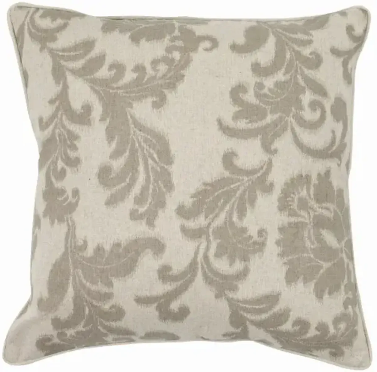 SAFAVIEH Pillow Collection 22-Inch Acanthus Leaves Pillow, Ivory and Grey, Set of 2