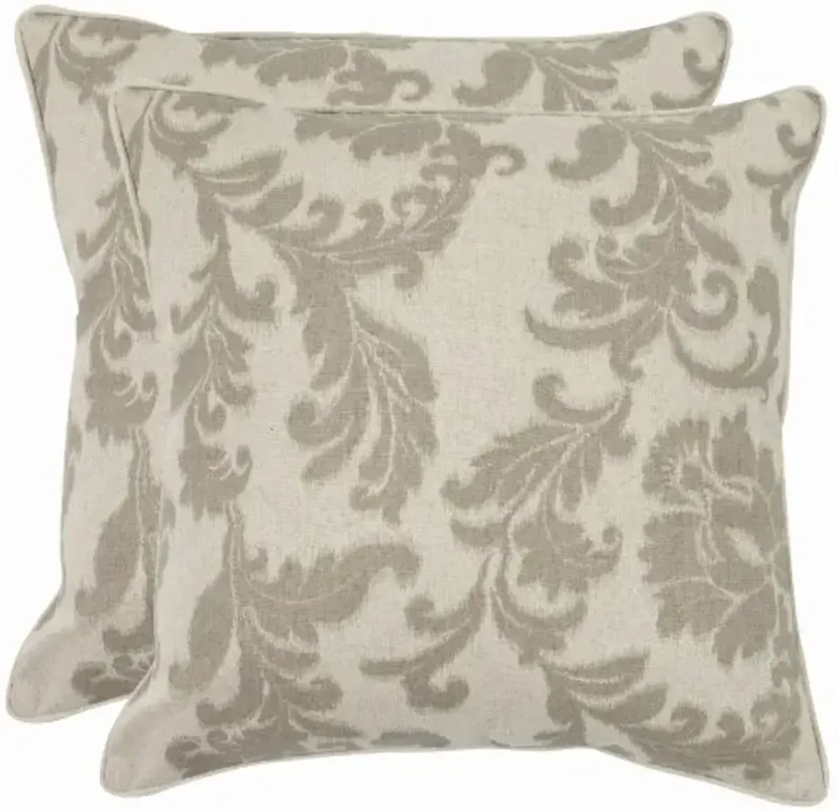 SAFAVIEH Pillow Collection 22-Inch Acanthus Leaves Pillow, Ivory and Grey, Set of 2