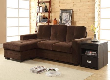 Homelegance Sectional Sofa with Reversible Chaise, Coffee/Dark Brown Microfiber