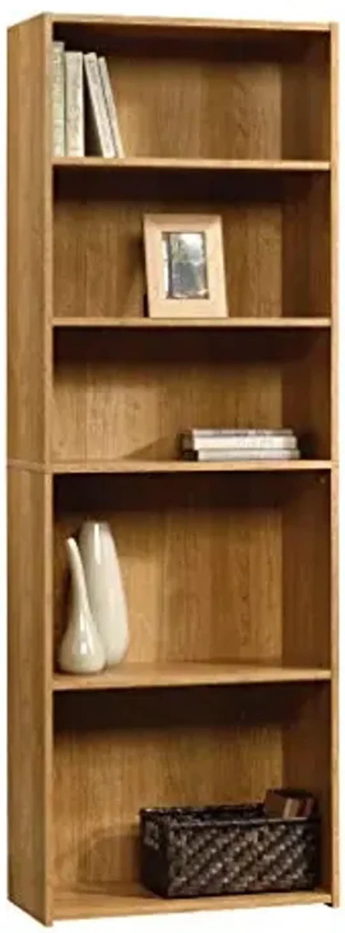 Sauder Beginnings 5-Shelf Bookcase, Bookshelf with Adjustable Storage Shelves, in Cinnamon Cherry finish