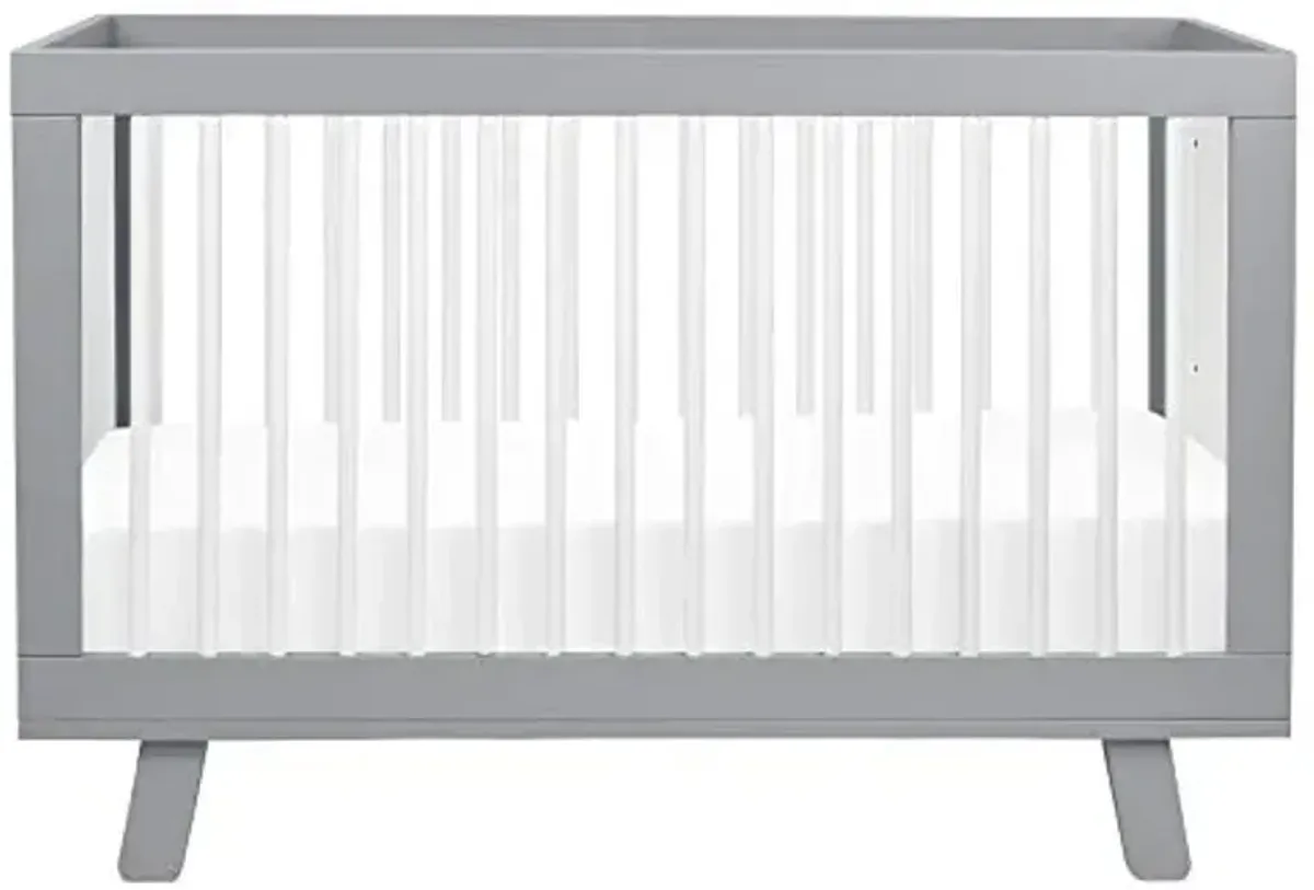 Babyletto Hudson 3-in-1 Convertible Baby Crib with Toddler Bed & Daybed Conversion - Strong, Durable & Easy to Assemble - GREENGUARD Gold Certified w/ 4 Adjustable Mattress Heights - Grey and White