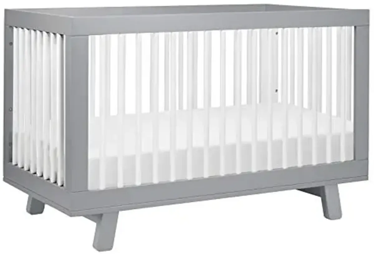 Babyletto Hudson 3-in-1 Convertible Baby Crib with Toddler Bed & Daybed Conversion - Strong, Durable & Easy to Assemble - GREENGUARD Gold Certified w/ 4 Adjustable Mattress Heights - Grey and White