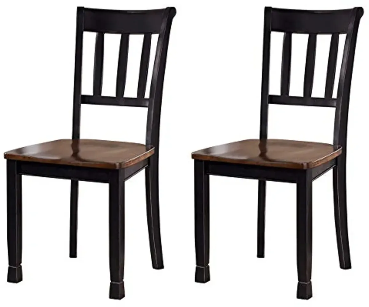 Signature Design by Ashley Owingsville Modern Farmhouse Dining Room Side Chair, Set of 2, Black and Brown