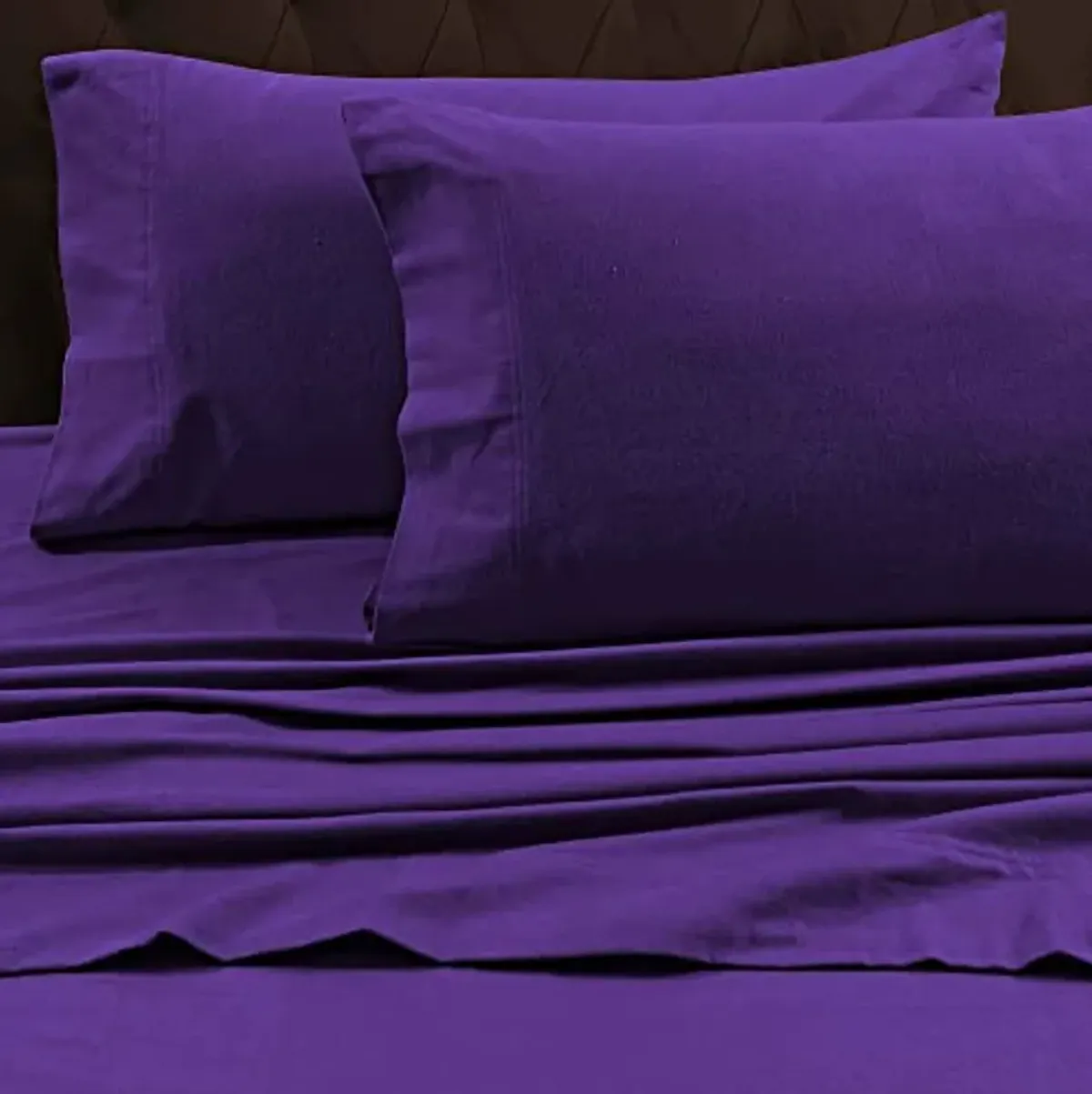 Tribeca Living FLSOEDSS Luxury Solid Flannel Deep Pocket Sheet Set, Full, Purple