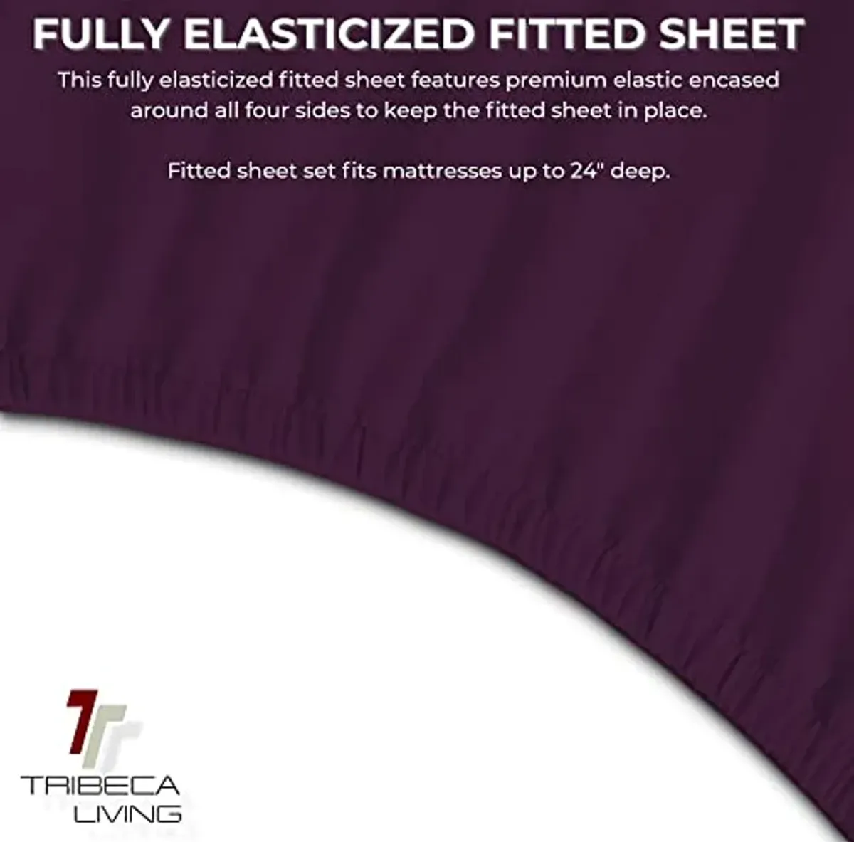 Tribeca Living FLSOEDSS Luxury Solid Flannel Deep Pocket Sheet Set, Queen, Purple