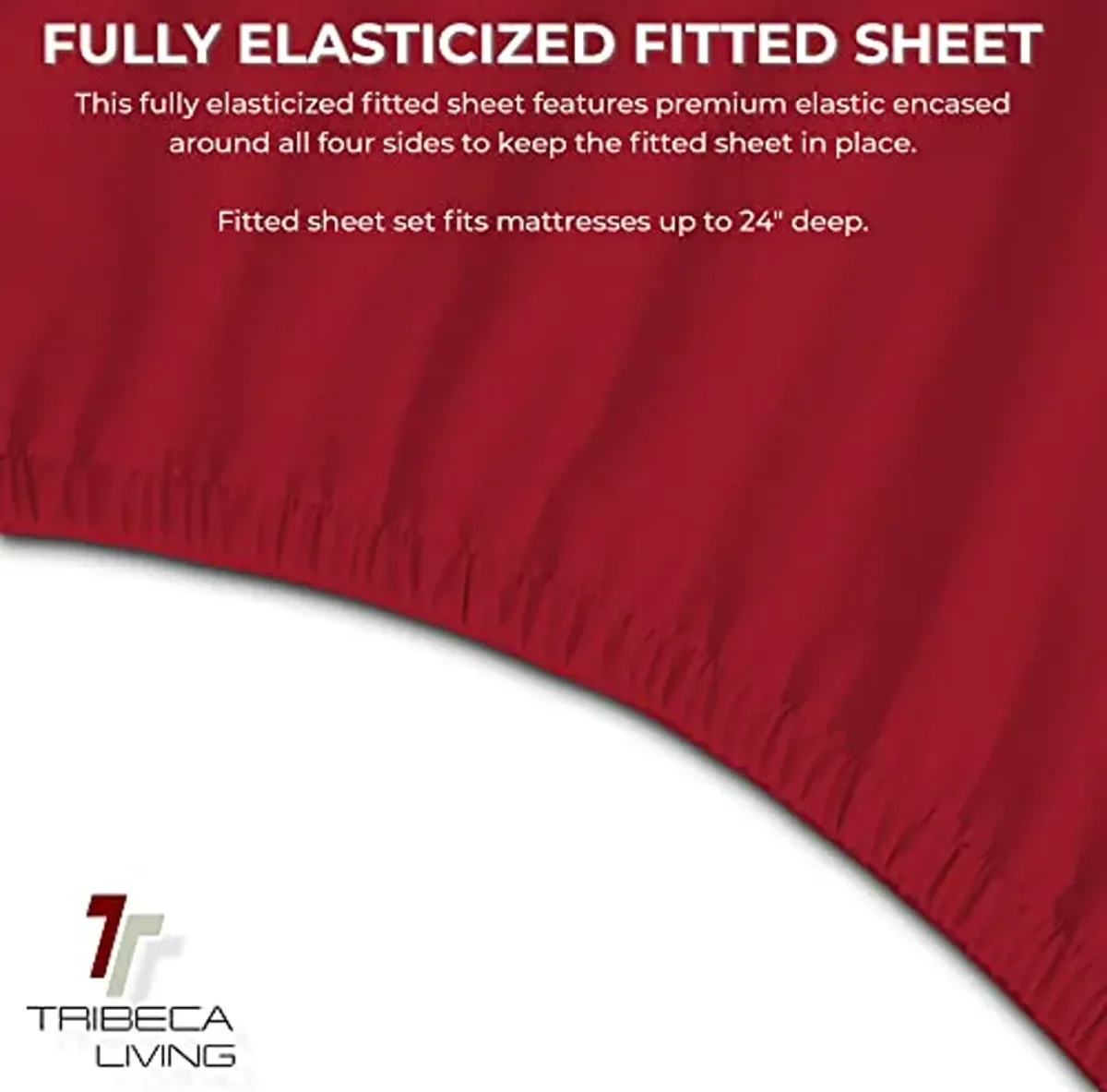 Tribeca Living FLSOEDSS Luxury Solid Flannel Deep Pocket Sheet Set, Queen, Dark Red, 4 Count