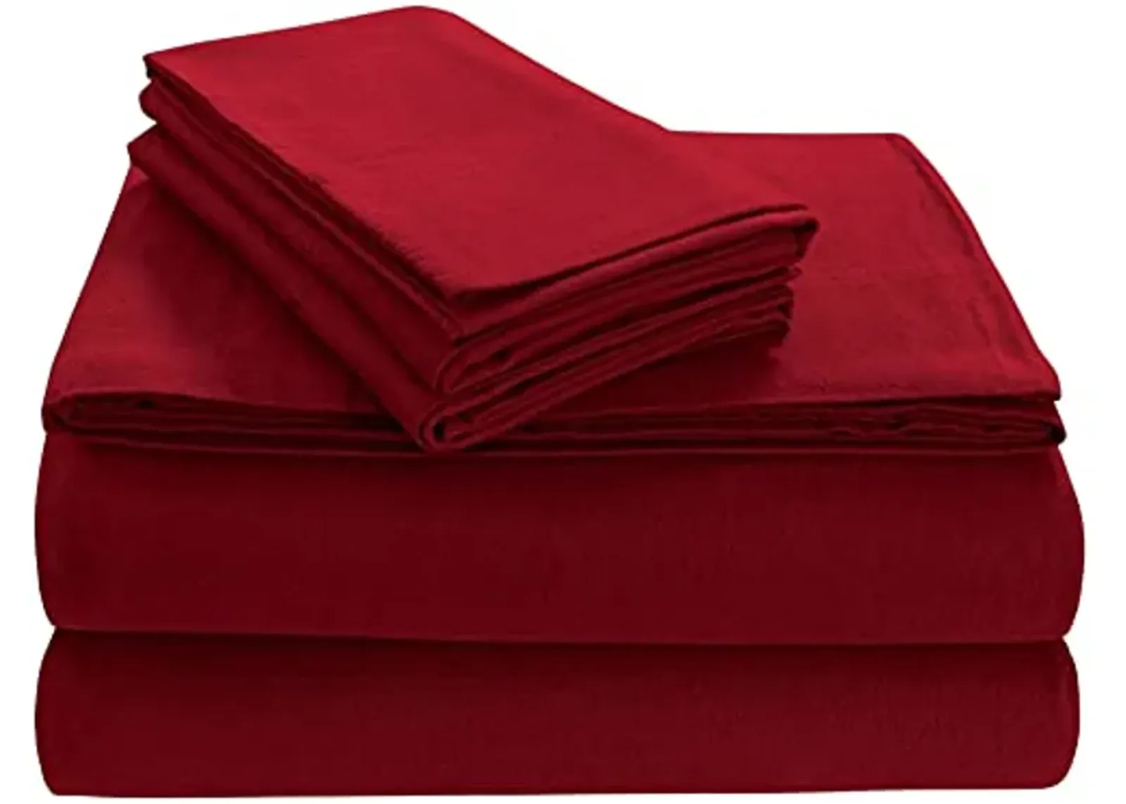 Tribeca Living FLSOEDSS Luxury Solid Flannel Deep Pocket Sheet Set, Queen, Dark Red, 4 Count