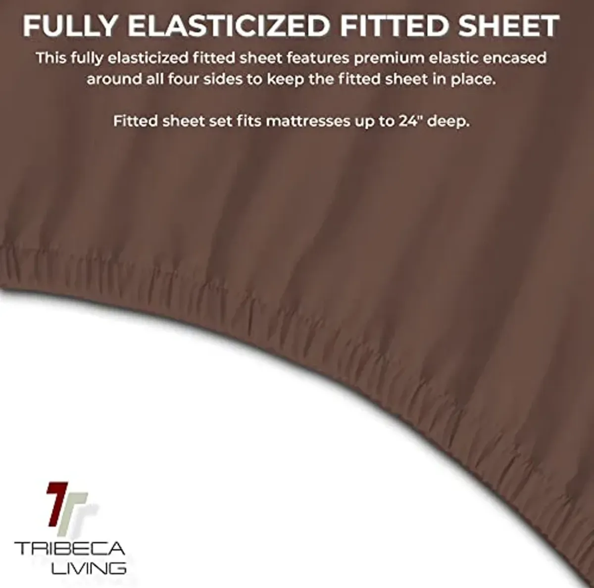 Tribeca Living Luxury Solid Flannel Deep Pocket Sheet Set, Chocolate, Queen