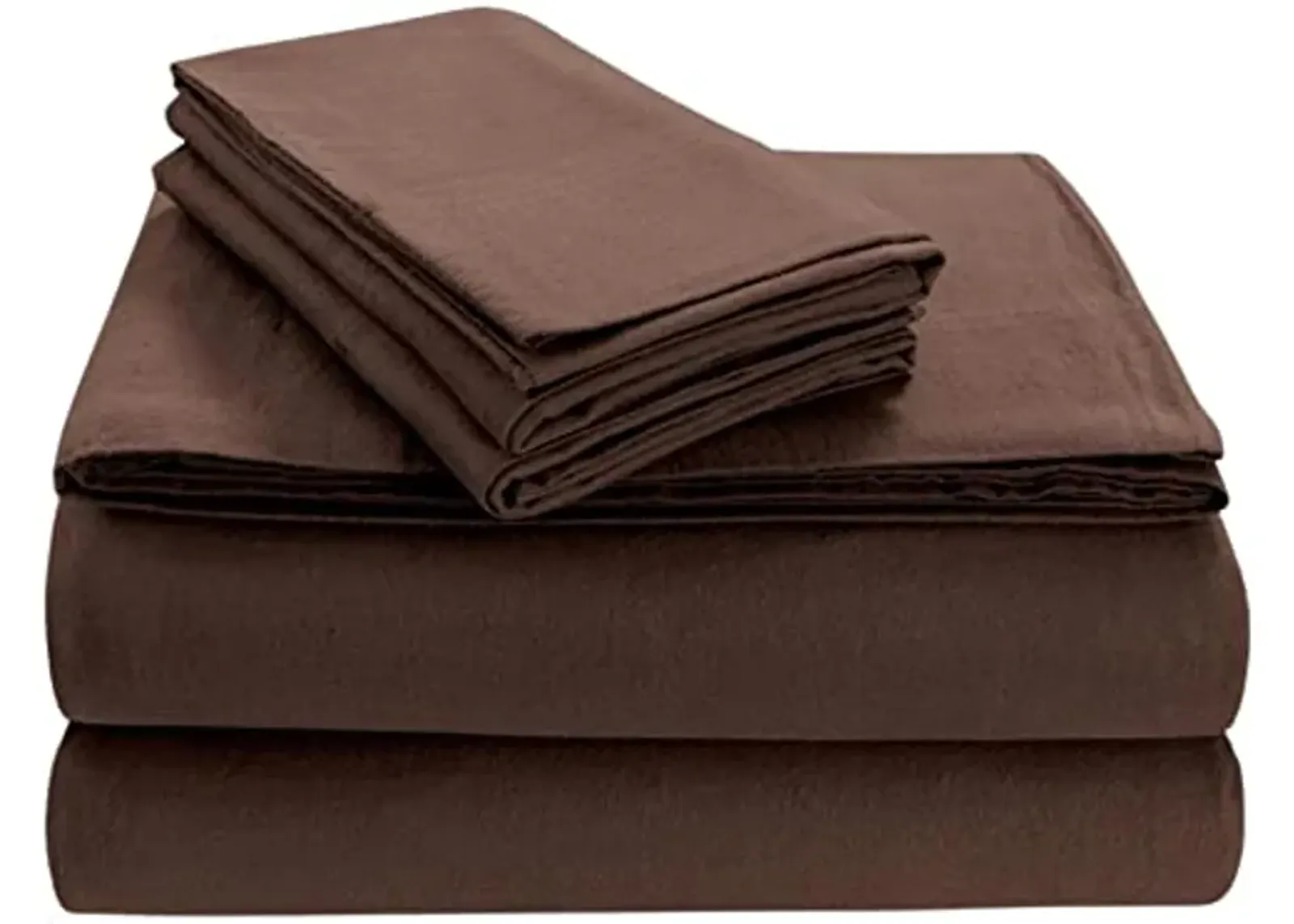 Tribeca Living Luxury Solid Flannel Deep Pocket Sheet Set, Chocolate, Queen