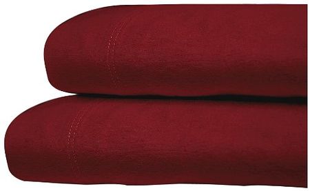 Tribeca Living Luxury Solid Flannel Deep Pocket Sheet Set, Dark Red, Twin X-Large