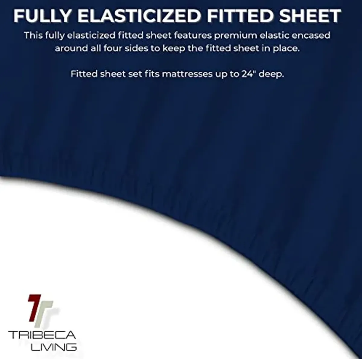 Tribeca Living FLSOEDSS Luxury Solid Flannel Deep Pocket Sheet Set, Queen, Dark Blue