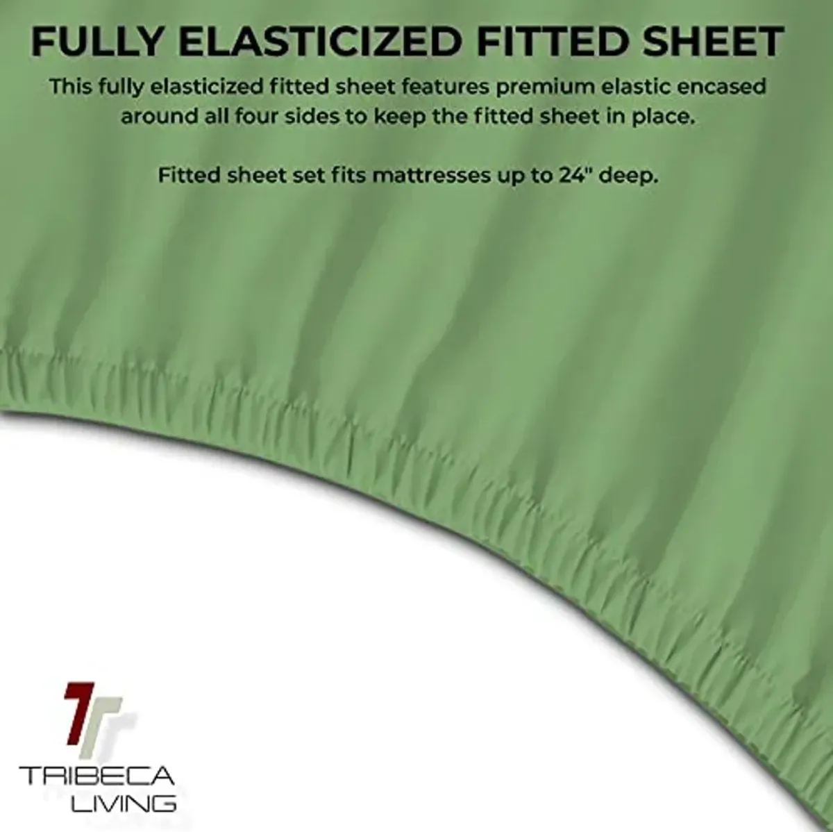 Tribeca Living FLSOEDSS Luxury Solid Flannel Deep Pocket Sheet Set, Queen, Green