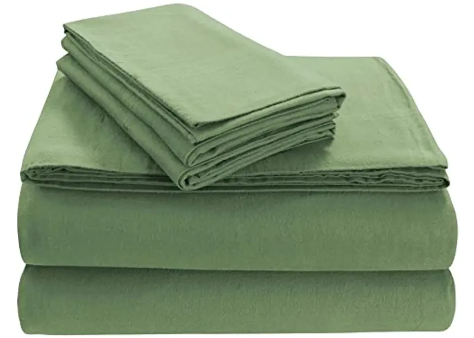 Tribeca Living FLSOEDSS Luxury Solid Flannel Deep Pocket Sheet Set, Queen, Green