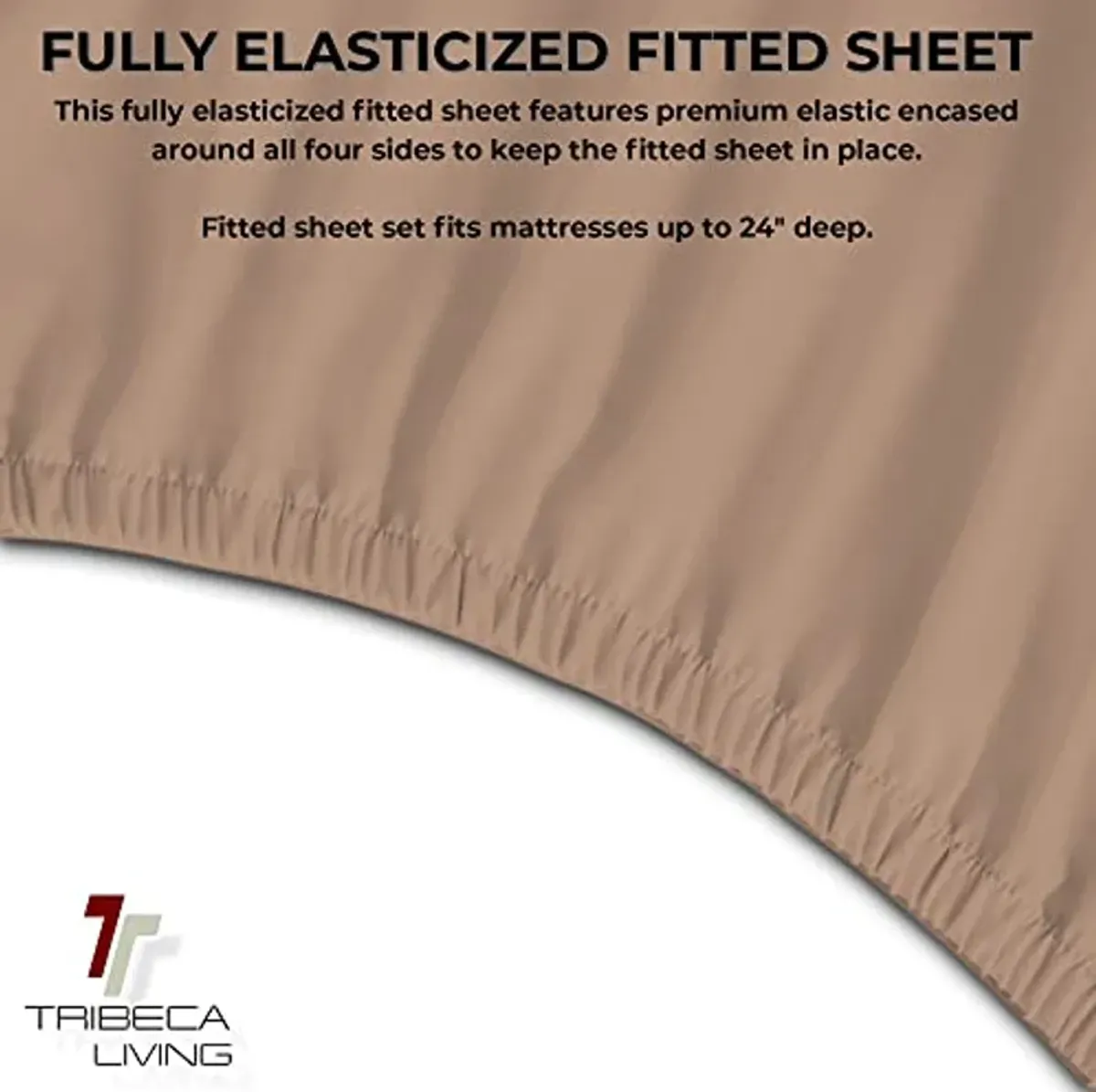 Tribeca Living FLSOEDSS Luxury Solid Flannel Deep Pocket Sheet Set, Queen, Cashmere