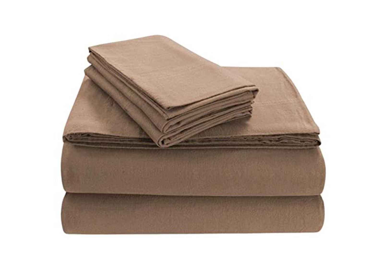 Tribeca Living FLSOEDSS Luxury Solid Flannel Deep Pocket Sheet Set, Queen, Cashmere