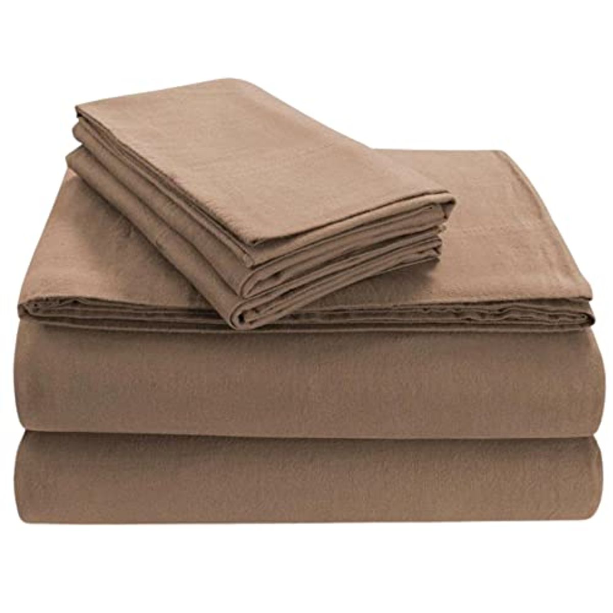 Tribeca Living FLSOEDSS Luxury Solid Flannel Deep Pocket Sheet Set, Queen, Cashmere