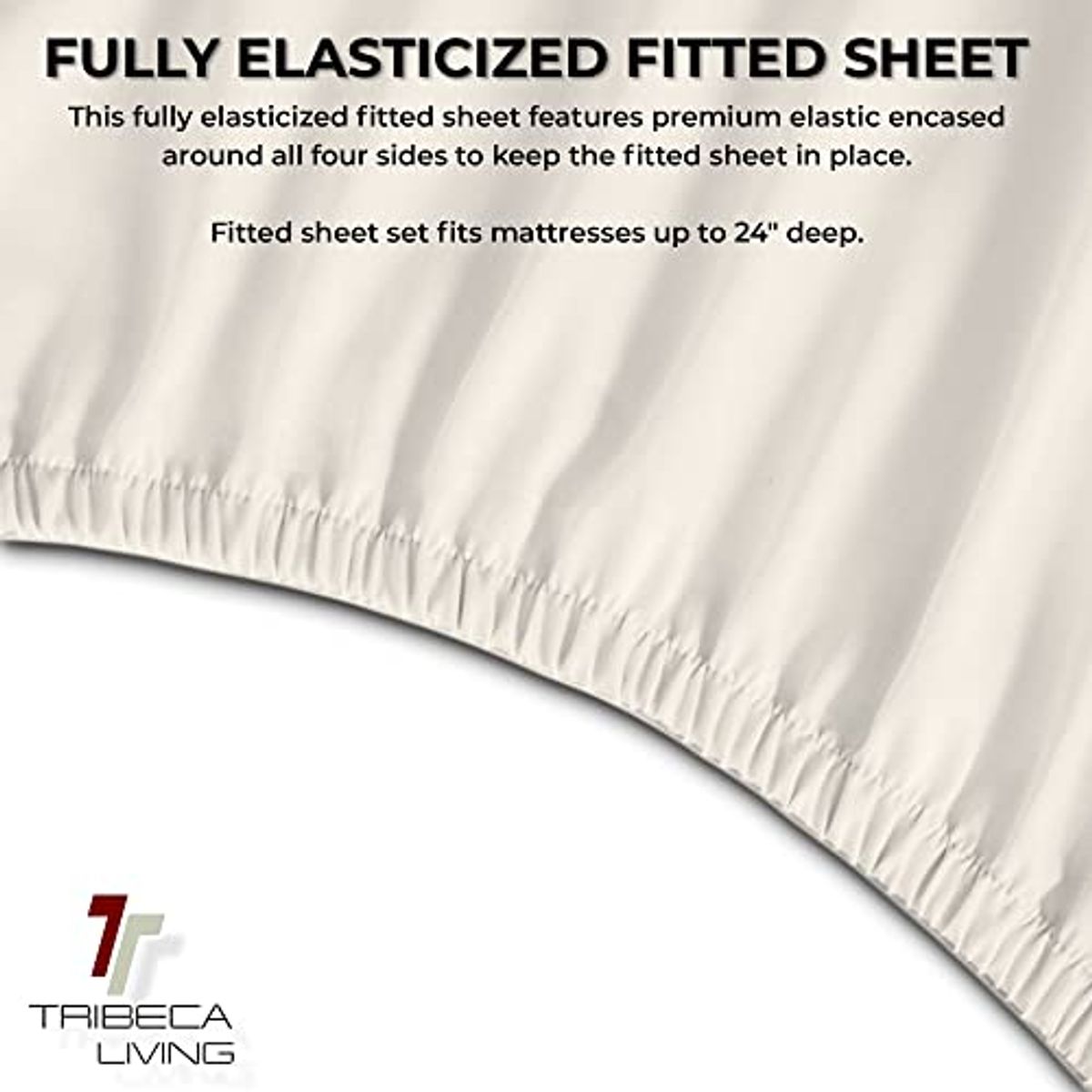 Tribeca Living FLSOEDSS Luxury Solid Flannel Deep Pocket Sheet Set, Queen, Ivory, 4 Count