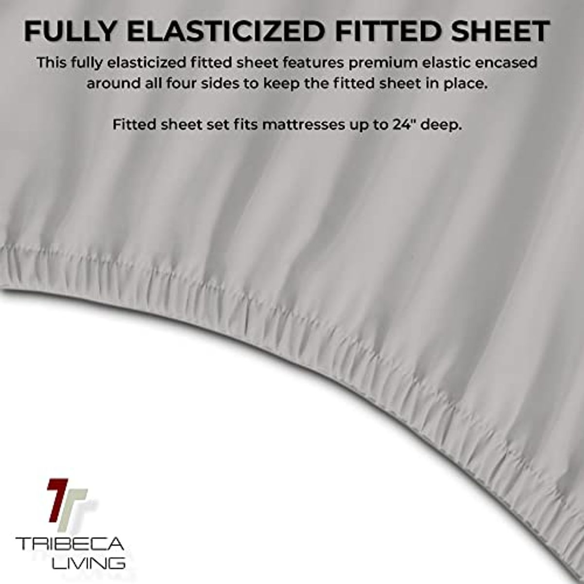 Tribeca Living FLSOEDSS Luxury Solid Flannel Deep Pocket Sheet Set, Queen, Platinum