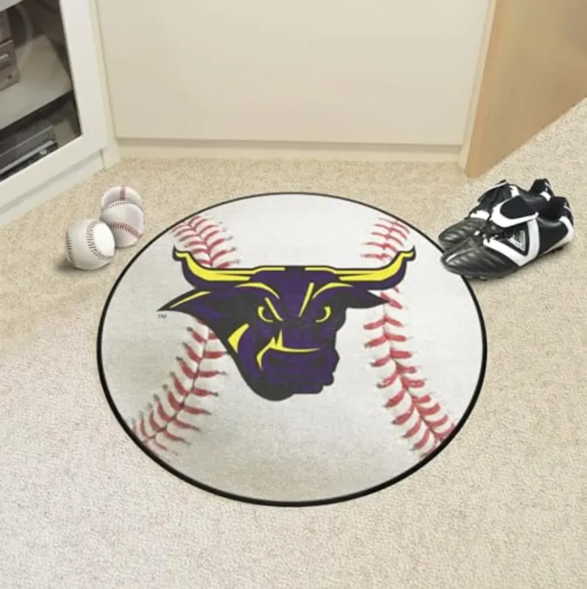 FANMATS 112 Minnesota State - Mankato Mavericks Baseball Shaped Accent Rug - 27in. Diameter