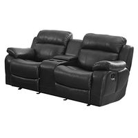 Homelegance Marille Reclining Loveseat w/ Center Console Cup Holder, Black Bonded Leather