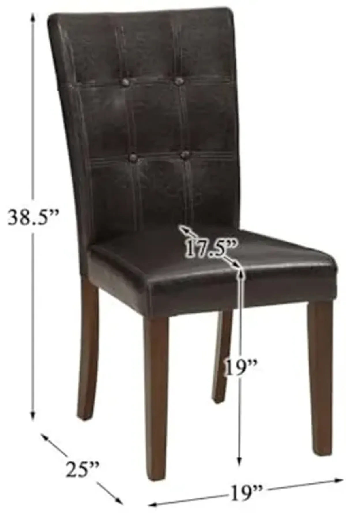 Homelegance Decatur PU Leather Dining Chair (Set of 2), Dark Brown