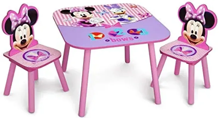 Delta Children - Disney Minnie Mouse Kids Table and Chair Set 3- Piece Set (2 Chairs Included) - Ideal for Arts & Crafts, Snack Time, Homework & More, Pink