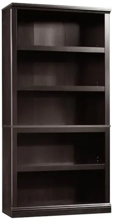 Sauder 5 Tier Book Shelf Wooden Bookcase Multipurpose Bookshelf for Home Office, Living Room, in Estate Black finish