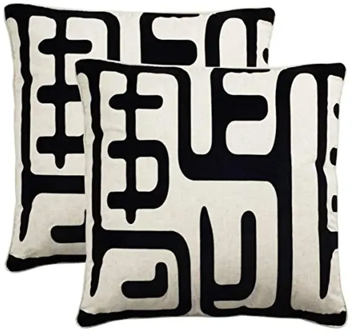 Safavieh Pillows Collection Maize Decorative Pillow, 22-Inch, Black, Set of 2