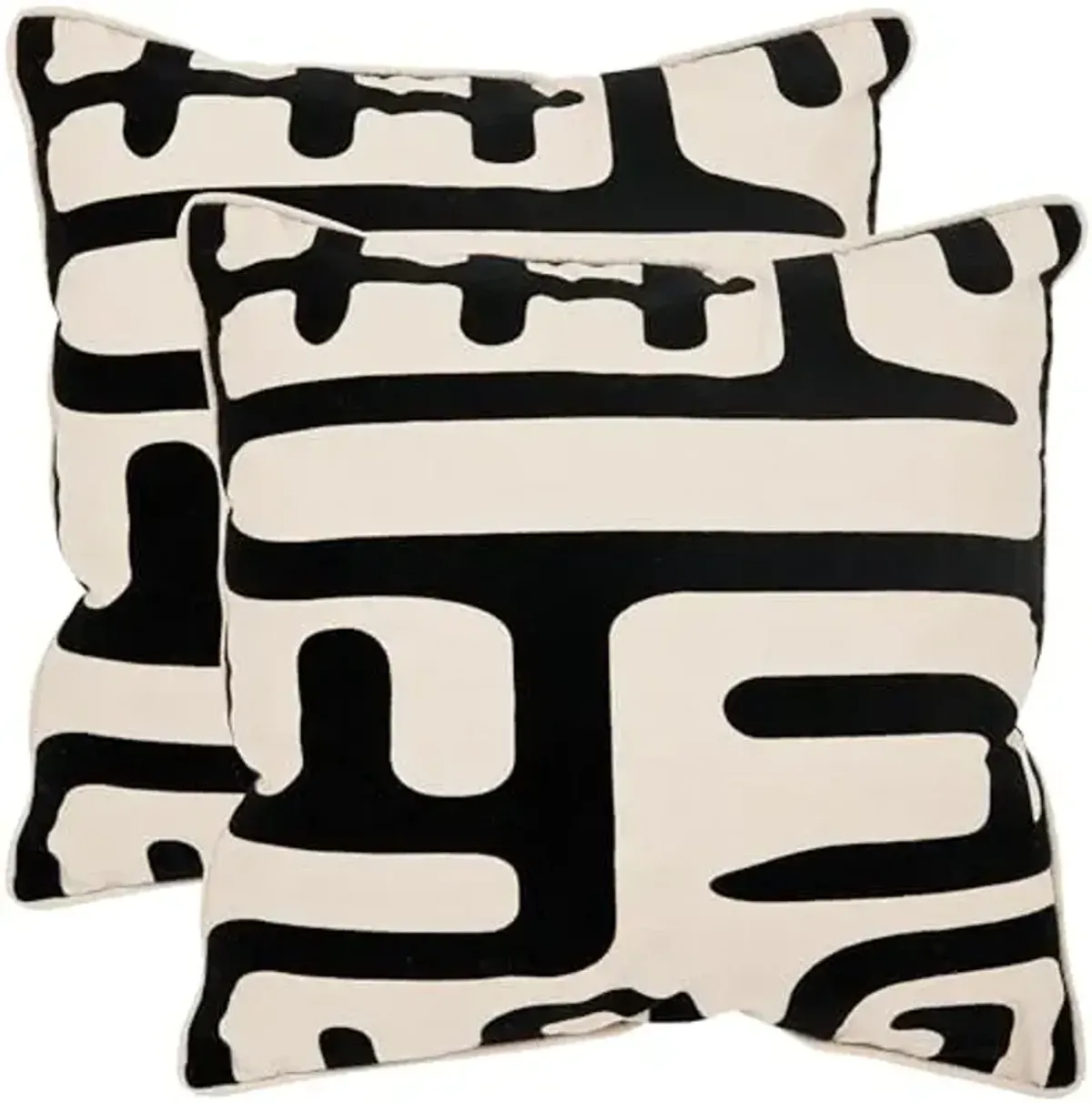 Safavieh Pillows Collection Maize Decorative Pillow, 22-Inch, Black, Set of 2